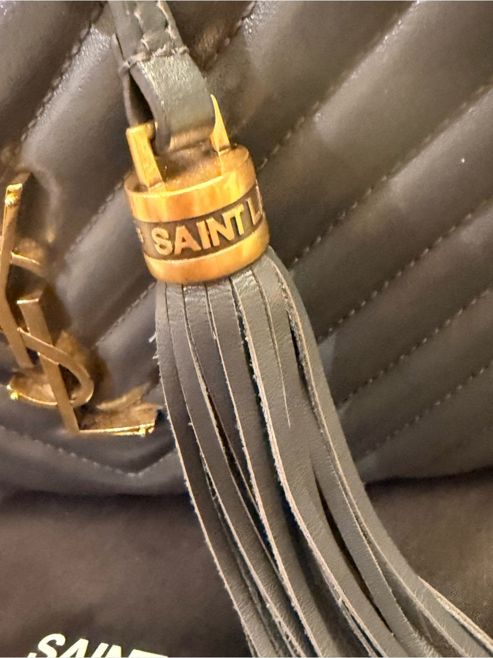 Saint Laurent Dark Smog Matelassé Leather Camera Bag with Gold Hardware - Picture 3 of 17